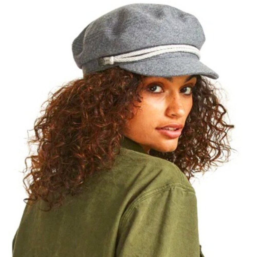 Brixton Ashland Cap Canvas Hat Moto Coastal Fishermancore Grey Women's SMALL NEW
